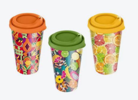 Стакан с крышкой 550мл с декором Fresh Juice (микс)